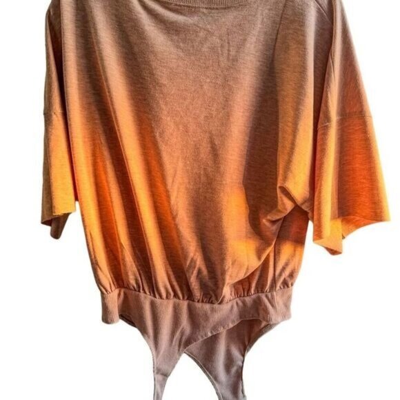 Pink Lily Women's Brown Scoop Neck Bodysuit Short Sleeve Stretchy Casual Medium - Picture 4 of 4